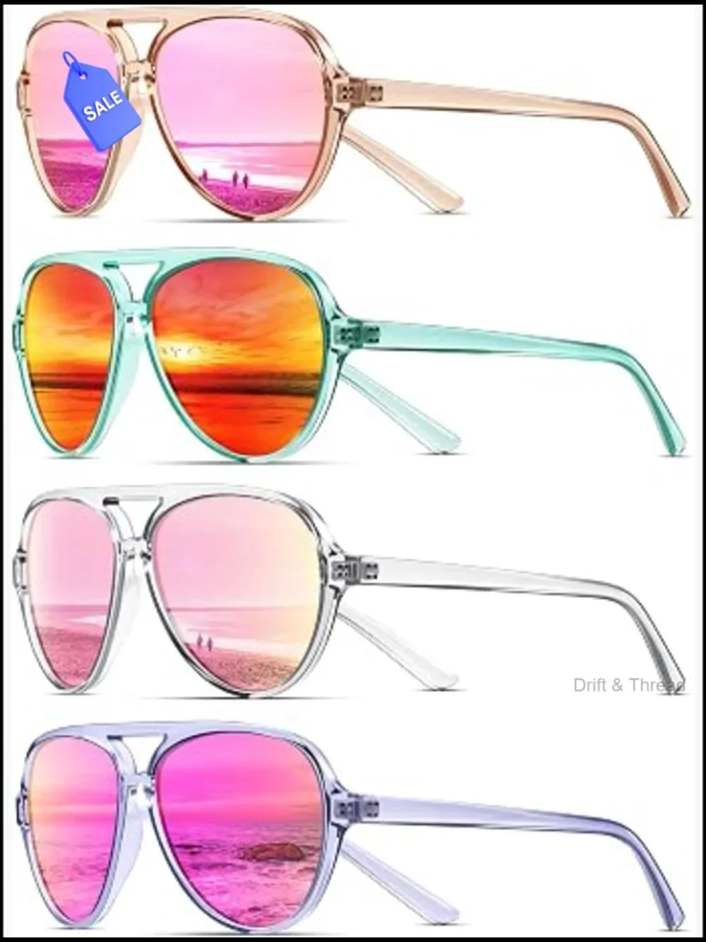 Polarized Aviator Sunglasses Women Sporty Tangle Free Frame UV Protection